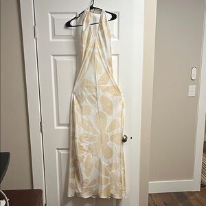 Show Me Your MuMu Cream and Tan Backless Dress